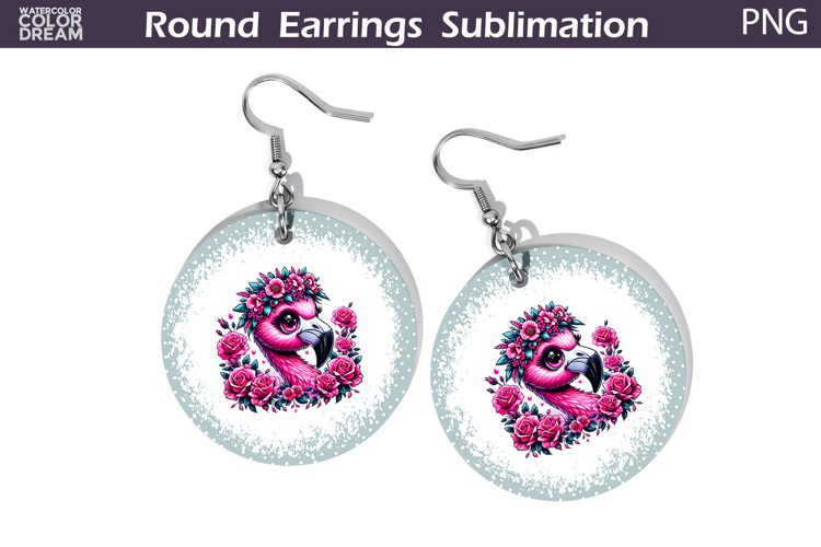 Flamingo Floral Round Earrings | Animal Flowers Earrings