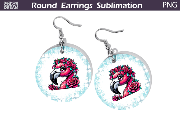 Flamingo Floral Round Earrings | Animal Flowers Earrings