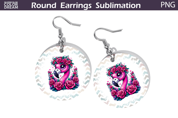Flamingo Floral Round Earrings | Animal Flowers Earrings