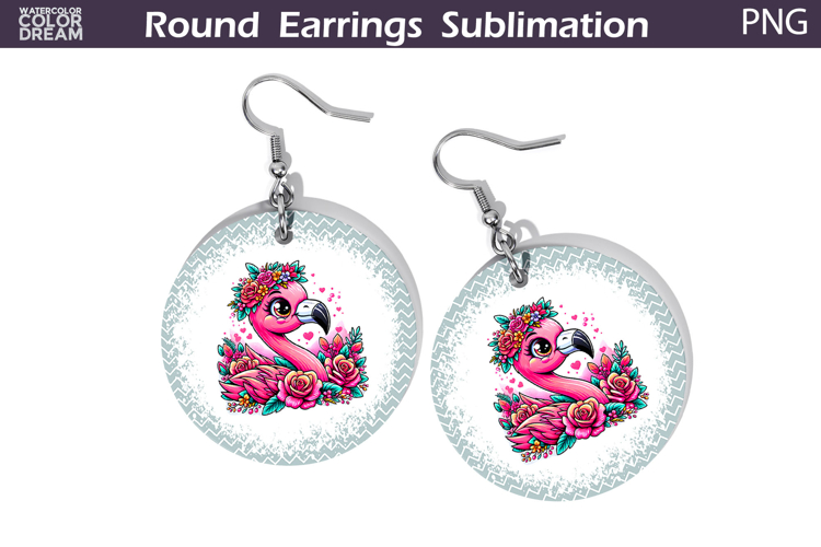 Flamingo Floral Round Earrings | Animal Flowers Earrings