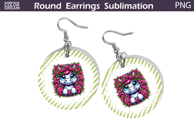 Horse Floral Round Earrings | Animal Flowers Earrings
