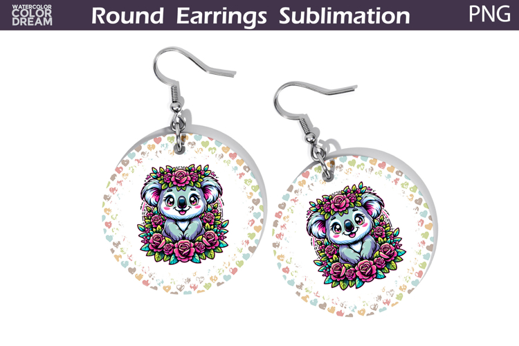 Koala Floral Round Earrings | Animal Flowers Earrings