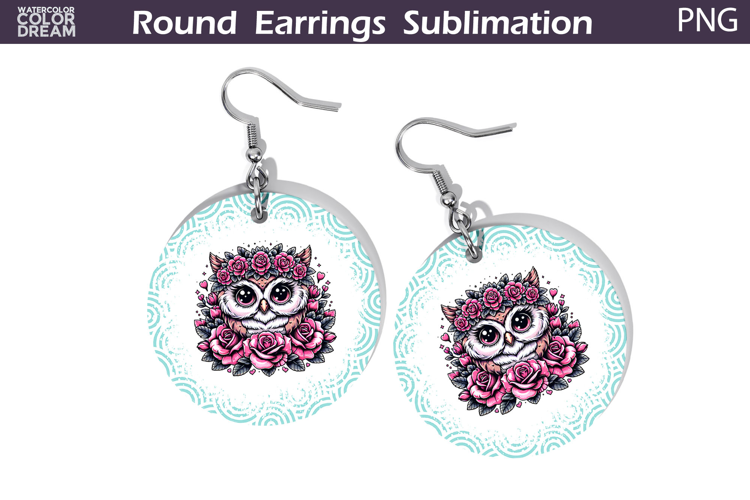 Owl Floral Round Earrings | Animal Flowers Earrings