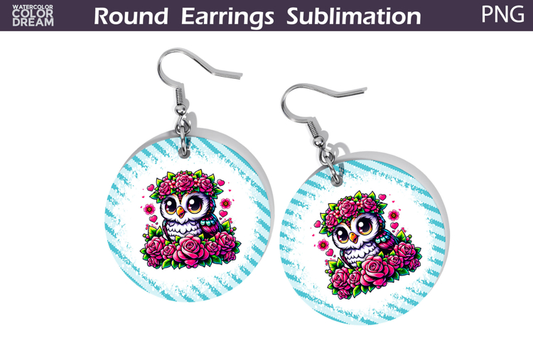 Owl Floral Round Earrings | Animal Flowers Earrings