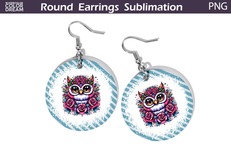 Owl Floral Round Earrings | Animal Flowers Earrings