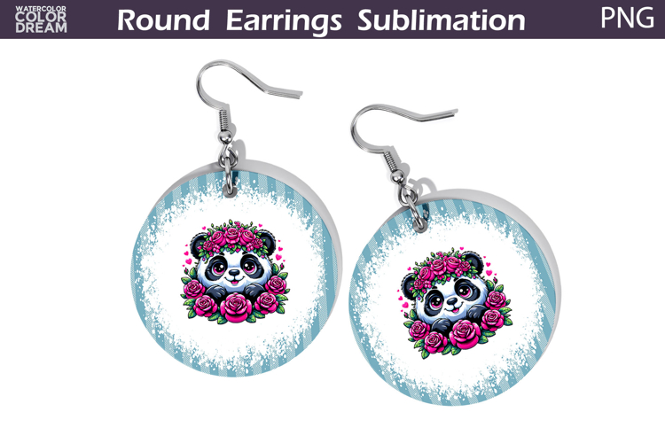 Panda Floral Round Earrings | Animal Flowers Earrings