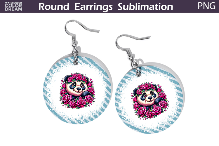 Panda Floral Round Earrings | Animal Flowers Earrings