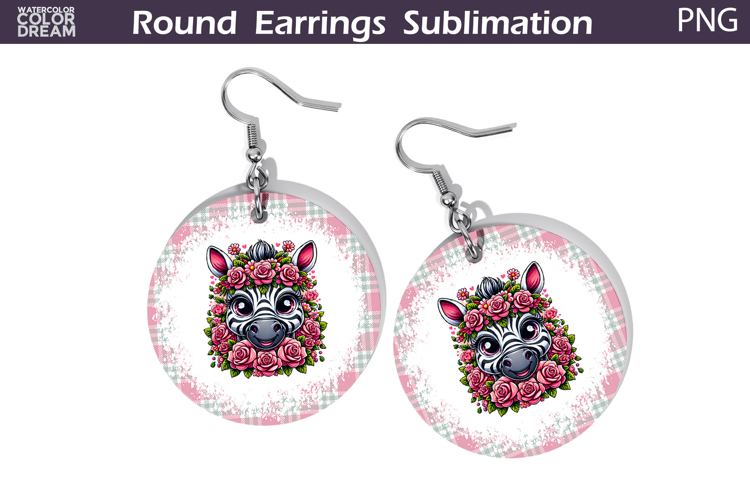 Zebra Floral Round Earrings | Animal Flowers Earrings