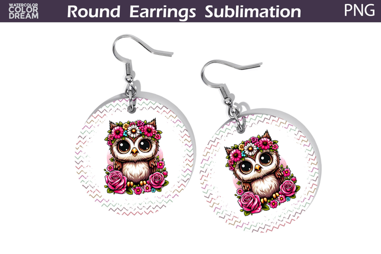 Owl Floral Round Earrings | Animal Flowers Round Earrings