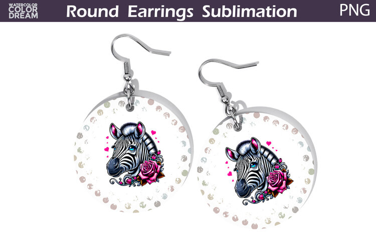 Zebra Floral Round Earrings | Animal Flowers Round Earrings example image 1