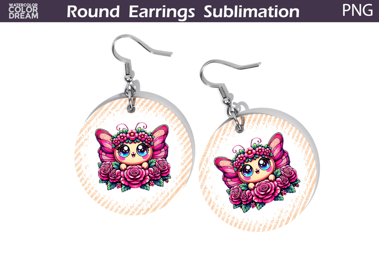 Butterfly Floral Round Earrings | Animal Flowers Earrings