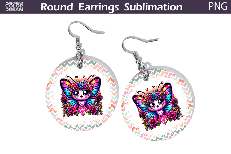 Butterfly Floral Round Earrings | Animal Flowers Earrings