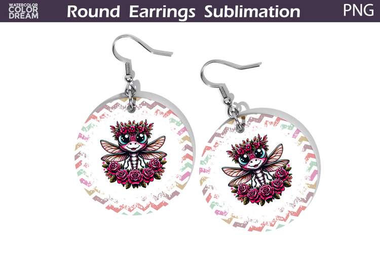 Dragonfly Floral Round Earrings | Animal Flowers Earrings