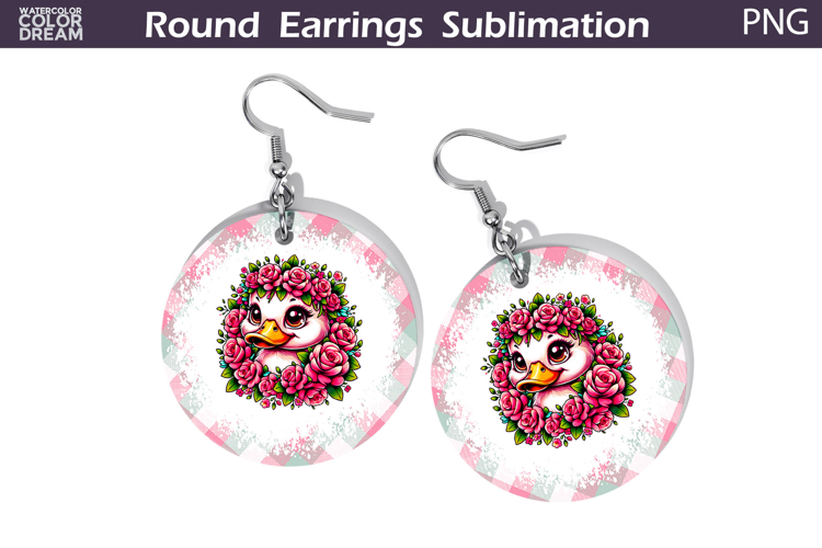 Duck Floral Round Earrings | Animal Flowers Earrings
