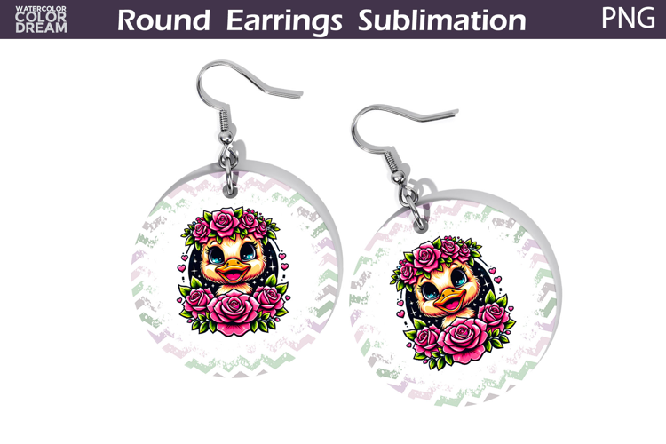 Duck Floral Round Earrings | Animal Flowers Earrings