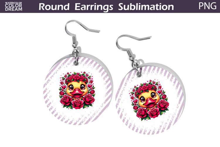 Duck Floral Round Earrings | Animal Flowers Earrings