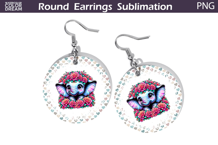 Elephant Floral Round Earrings | Animal Flowers Earrings