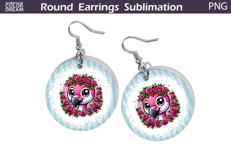 Flamingo Floral Round Earrings | Animal Flowers Earrings