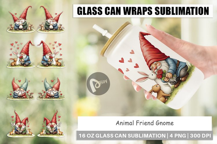 Glass Can Wraps Animal Friend Gnome