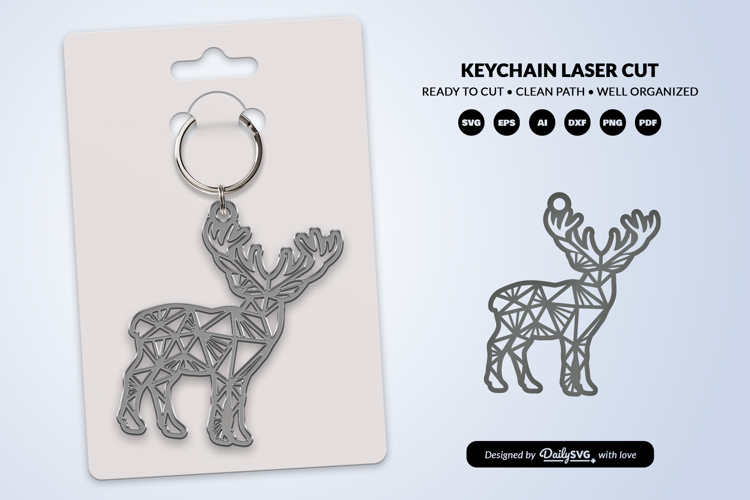 Geometric Jungle Animal Keychain Laser Cut SVG