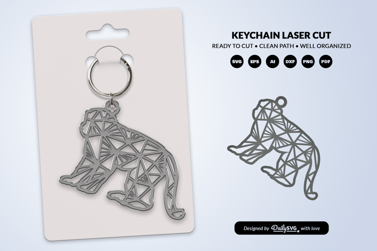 Geometric Jungle Animal Keychain Laser Cut SVG