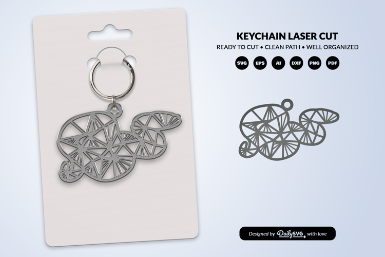 Geometric Jungle Animal Keychain Laser Cut SVG