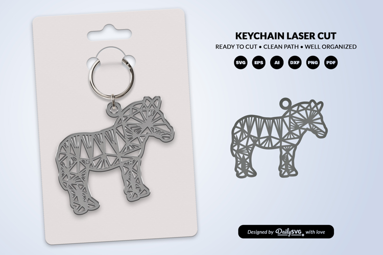 Geometric Savana Animal Keychain Laser Cut SVG