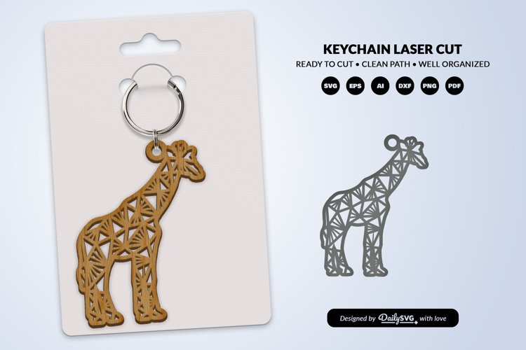 Geometric Savana Animal Keychain Laser Cut SVG