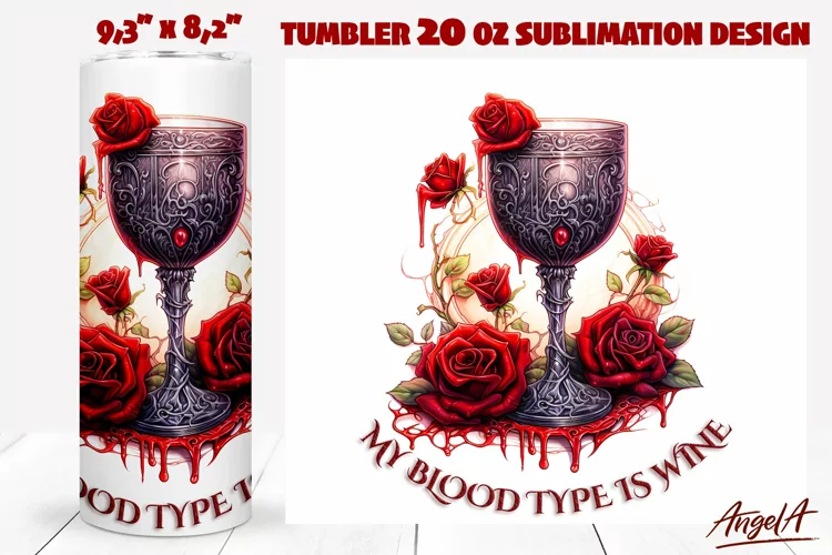 Gothic halloween tumbler wrap, wine glass, wine quotes