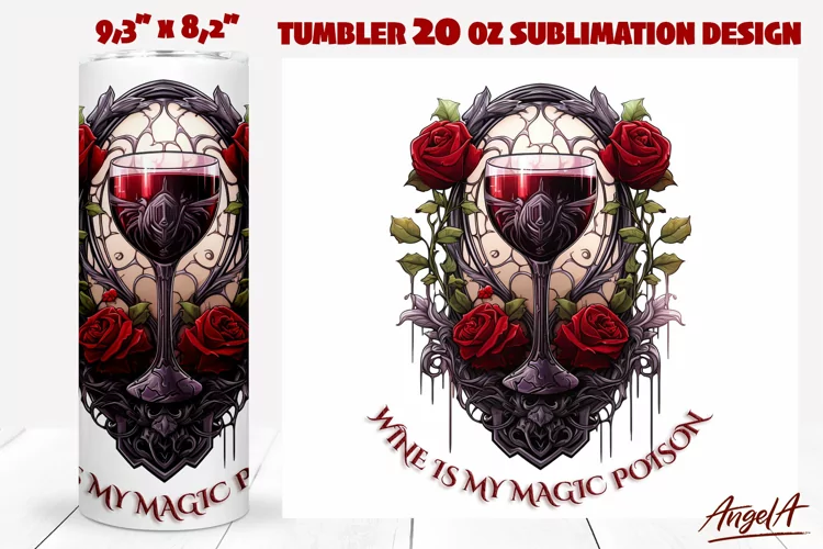 Gothic halloween tumbler wrap, wine quotes, poison
