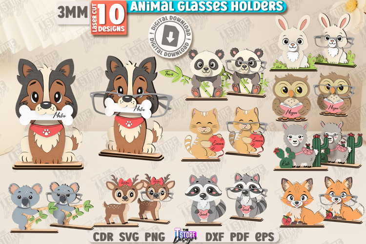 3D Glasses Holders Laser Cut Bundle|Personalized Design SVG