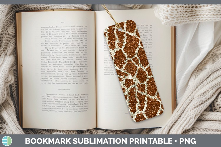 Animal Glitter Giraffe Print Bookmark Sublimation Printable