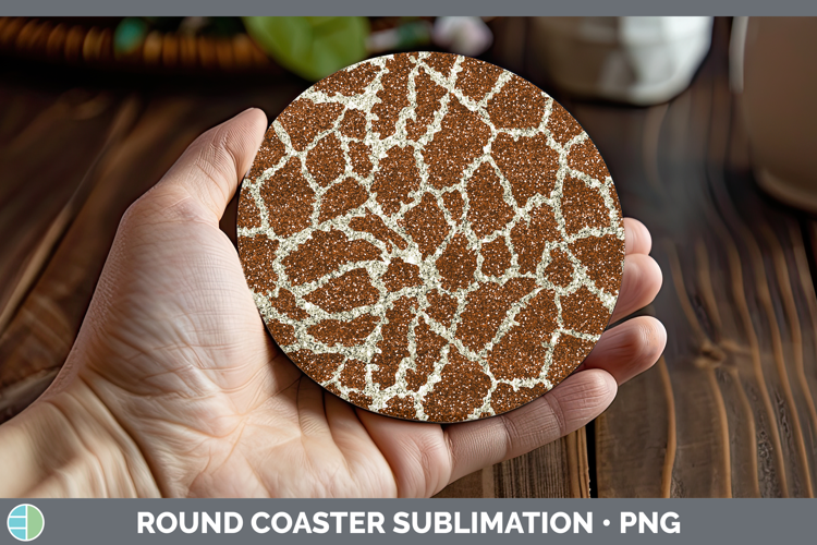 Animal Glitter Giraffe Print Round Coaster Sublimation Coast