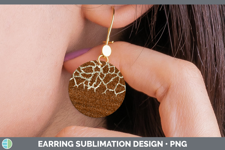 Animal Glitter Giraffe Print Round Earrings Sublimation Earr