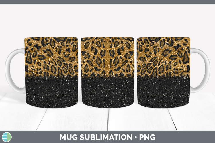Animal Glitter Leopard Mug Wrap Sublimation Coffee Cup Desig