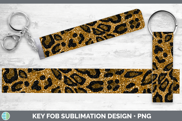 Animal Glitter Leopard Print Key Fob Sublimation Wristlet De