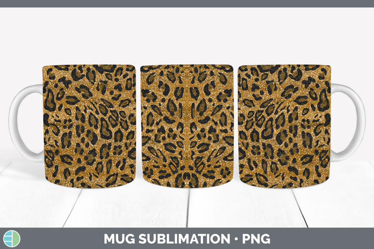 Animal Glitter Leopard Print Mug Wrap Sublimation Coffee Cup