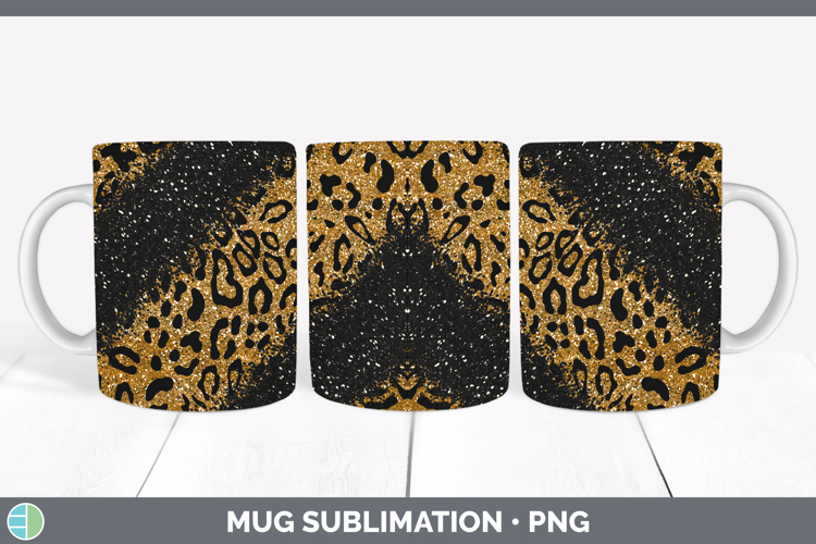 Animal Glitter Leopard Print Mug Wrap Sublimation Coffee Cup