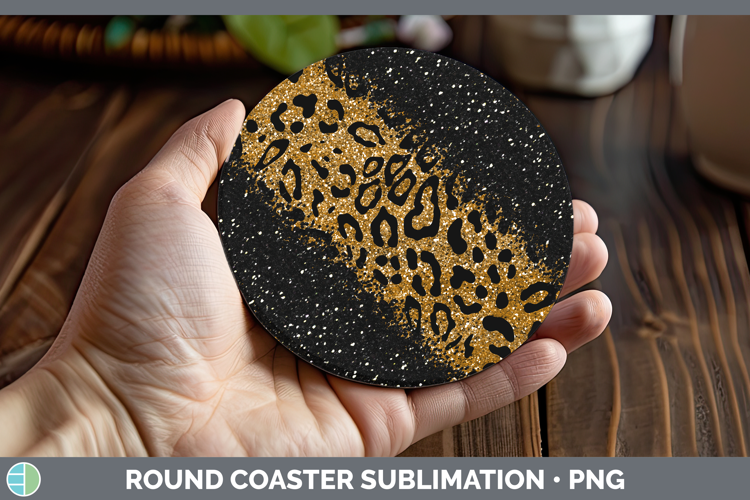 Animal Glitter Leopard Print Round Coaster Sublimation Coast