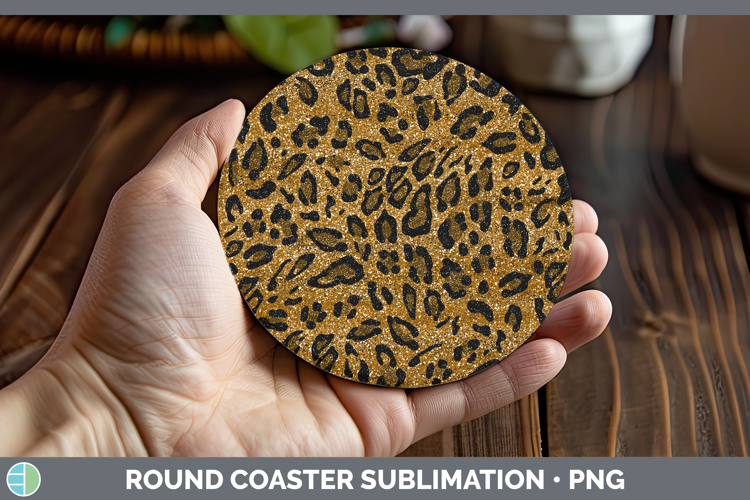 Animal Glitter Leopard Print Round Coaster Sublimation Coast
