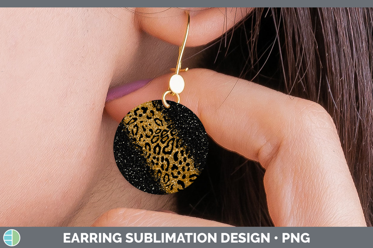 Animal Glitter Leopard Print Round Earrings Sublimation Earr