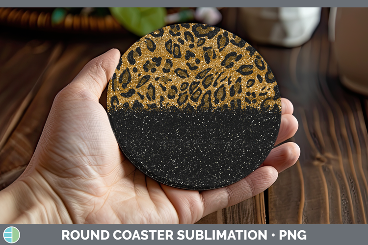 Animal Glitter Leopard Round Coaster Sublimation Coaster Des