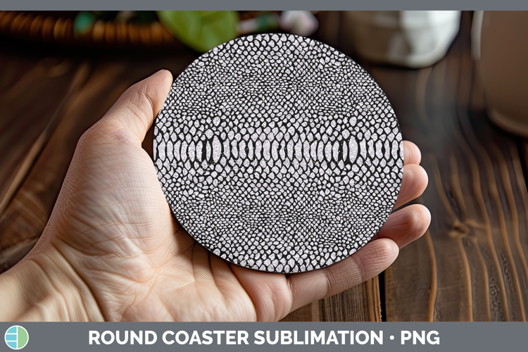 Animal Glitter Snake Print Round Coaster Sublimation Coaster