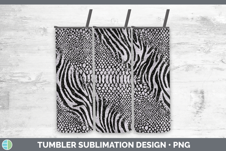 Animal Glitter Snake Zebra Tumbler Sublimation 20 oz Skinny