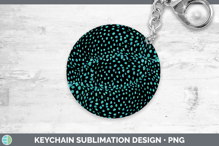 Animal Glitter Teal Cheetah Keychain Sublimation Keyring Des