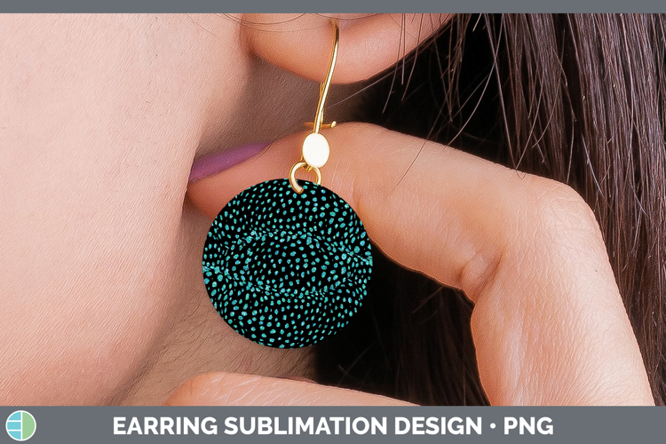 Animal Glitter Teal Cheetah Round Earrings Sublimation Earri