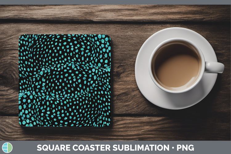 Animal Glitter Teal Cheetah Square Coaster Sublimation Coast