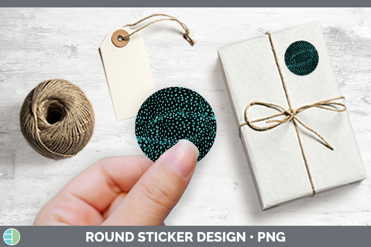 Animal Glitter Teal Cheetah Stickers | Round Labels Designs