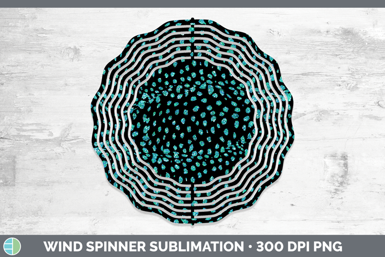Animal Glitter Teal Cheetah Wind Spinner Sublimation Spinner