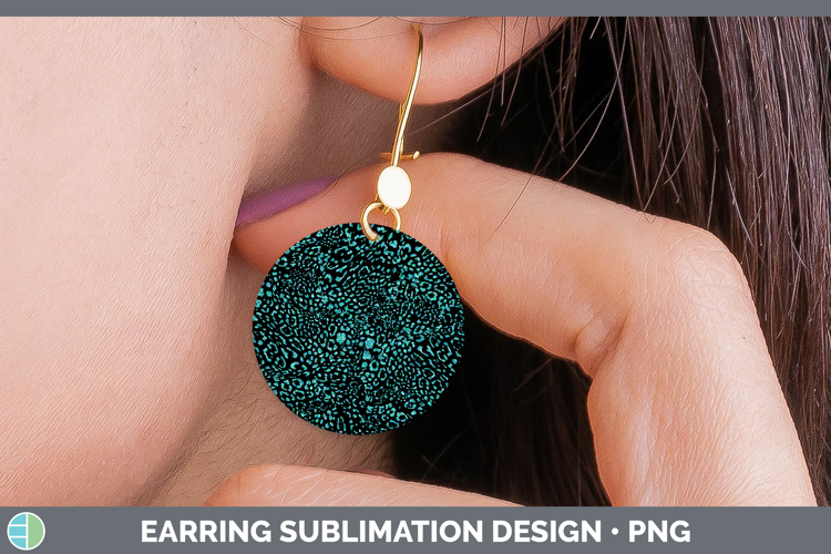 Animal Glitter Teal Jaguar Round Earrings Sublimation Earrin